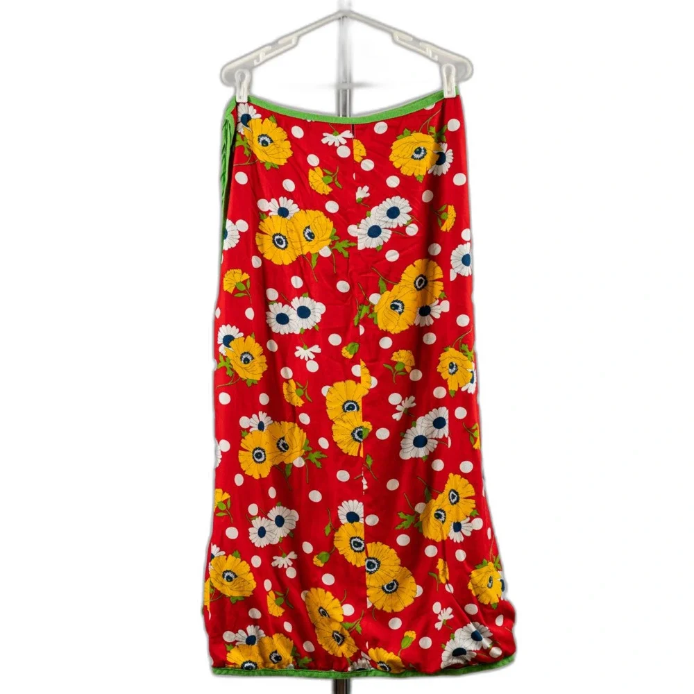 Vintage 70s reversible multicolored floral wrap maxi skirt size S/M